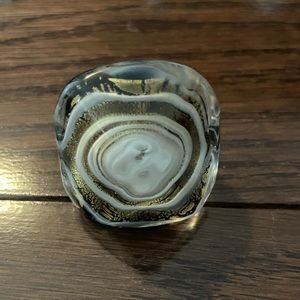Glass gold black and white ring size 8